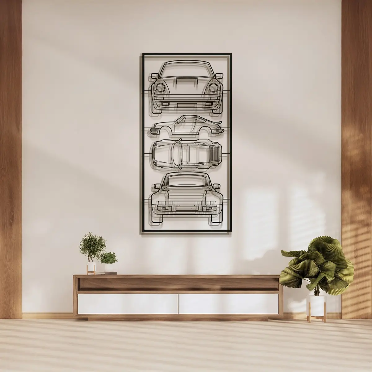 1975 911 Turbo (930) Quad Profile Metal Frame Silhouette - Mt1457 1
