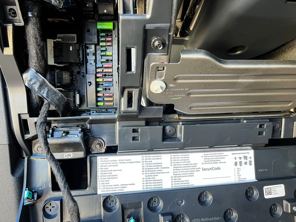 Printed Series Interior Under Steering Wheel Fuses Label - 2021+ Bronco 1