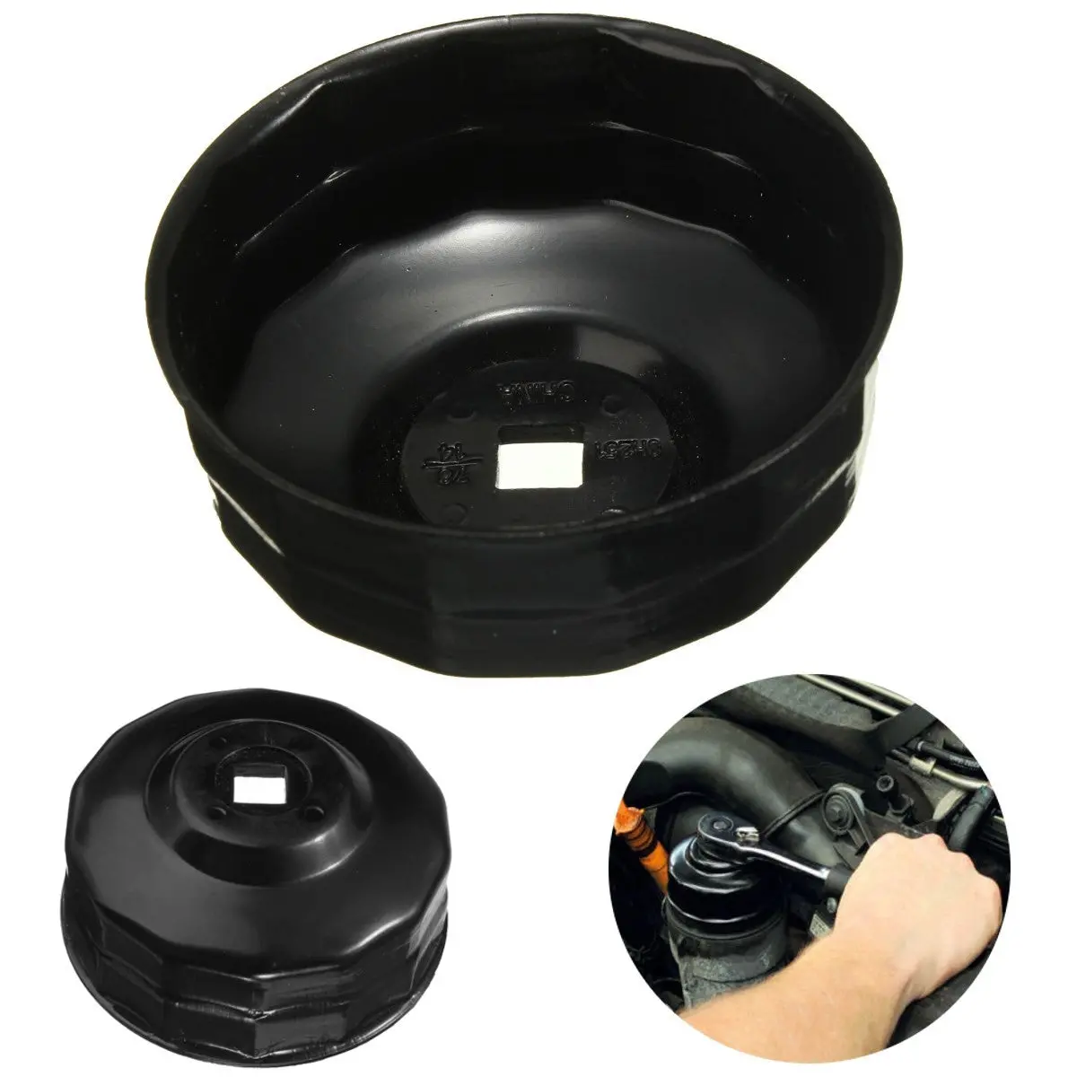 Oil Filter Cap Wrench Cup Socket Remover Tool 76Mm 14 Flute For Bmw /Audi /Vw 1