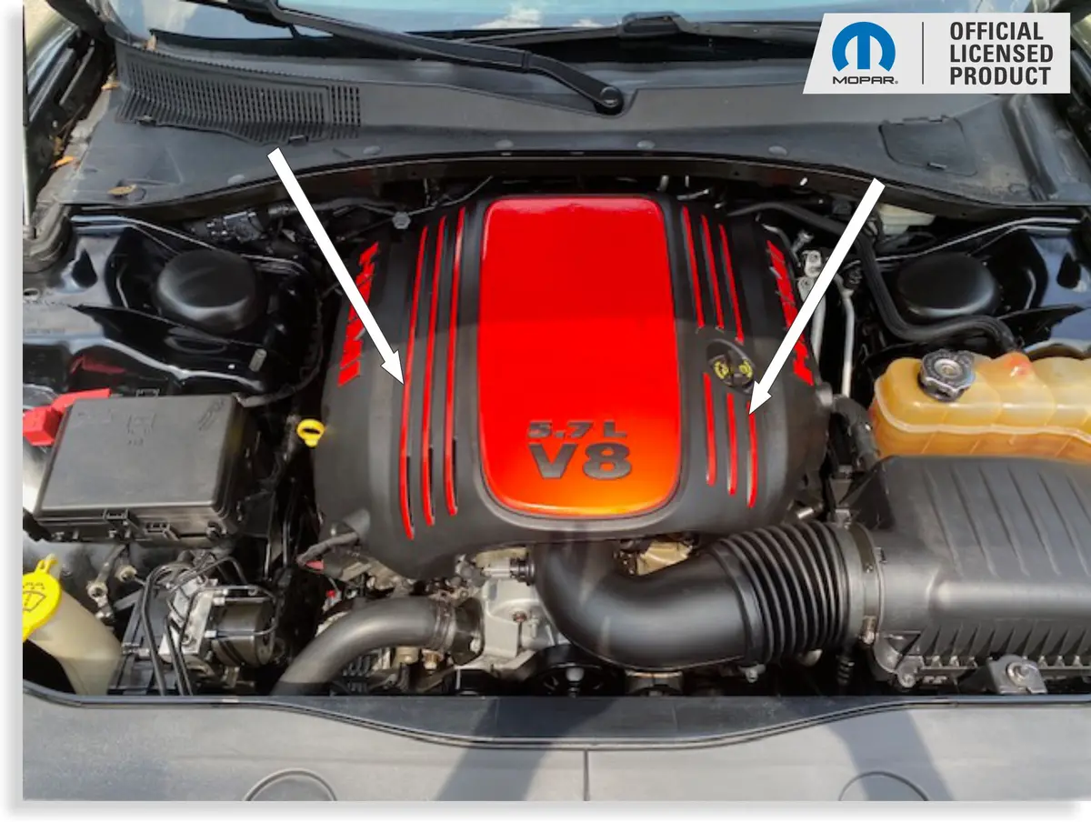 Engine Cover Stripe Decals - 09-23 Challenger 5.7L 1