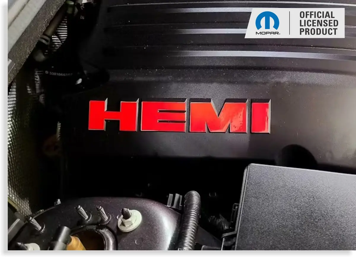Hemi Lettering Engine Cover Decals - 09-23 Challenger R/T 8