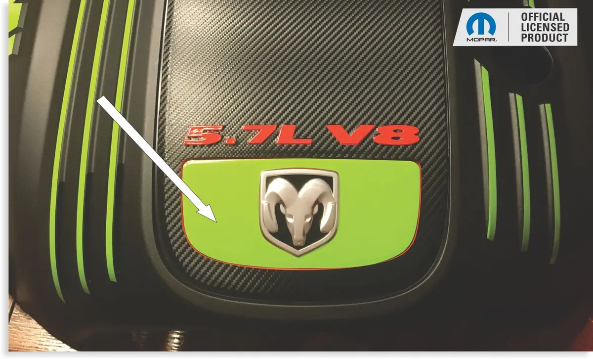 Engine Cover Front Overlay Decal - 06-08 Charger 5.7 1