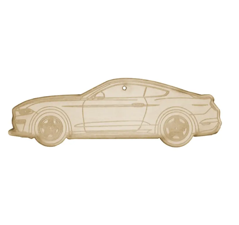 Zspec Laser-Engraved Wood Ornament, Style: Ford Mustang Late-Model, Birch, ~5" 1
