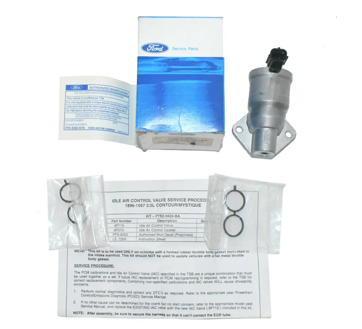Idle Air Control Valve Kit For 1996-1997 Contour, Mystique W/2.0L F7rz-9424-Ba 1