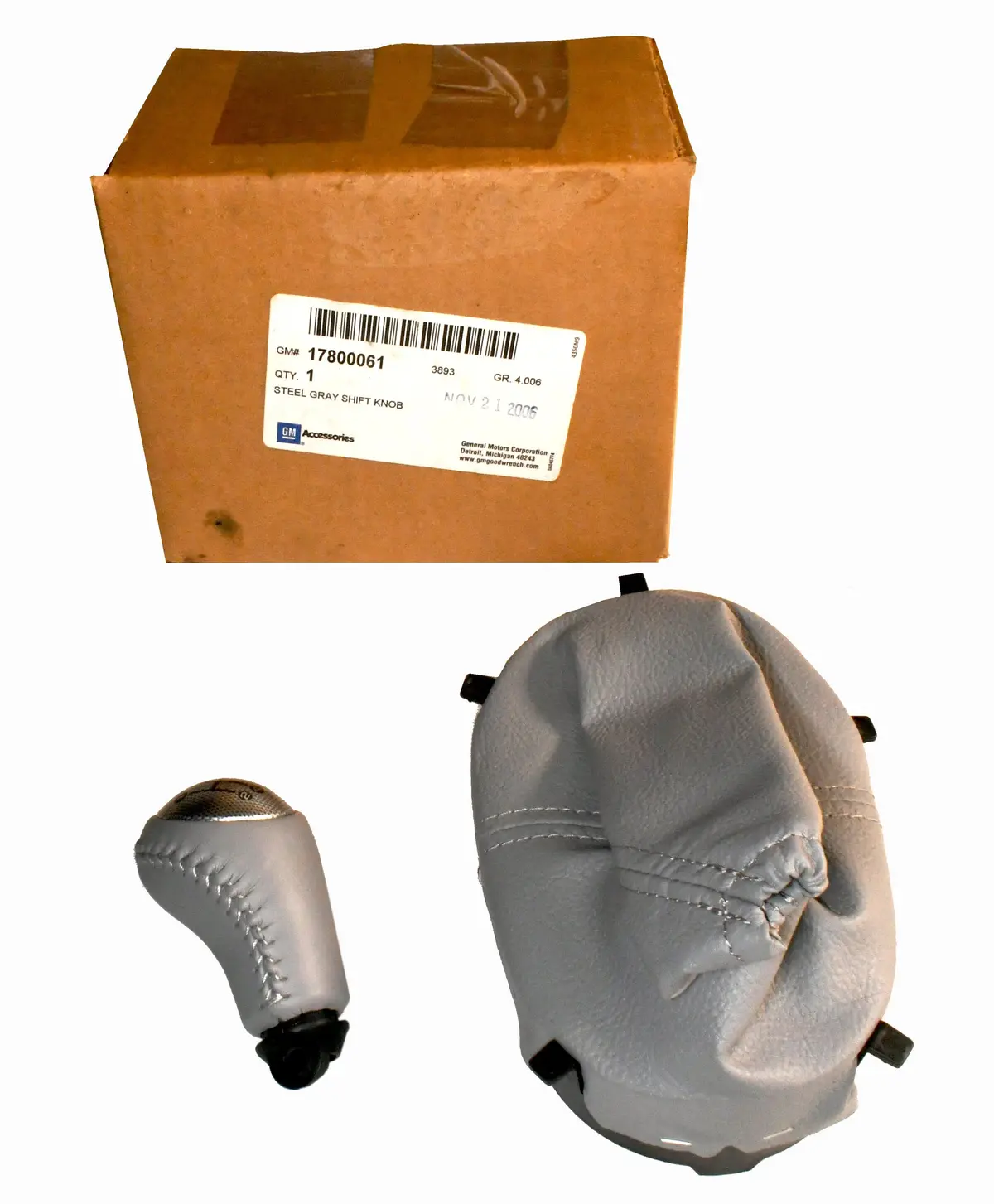 New Shift Knob And Boot Gray Leather For 2005-2007 C6 Corvette W/Mt 17800061 1