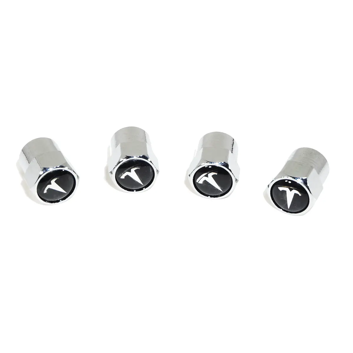 Chrome Valve Stem Tire Caps, Style: Tesla 1