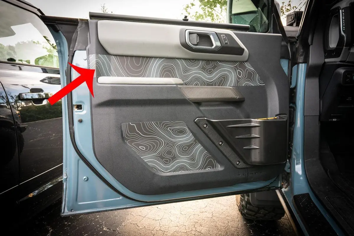 Topo Front Interior Upper Door Card Insert Overlays (Printed Series) - 2021+ Bronco 4 Door 1