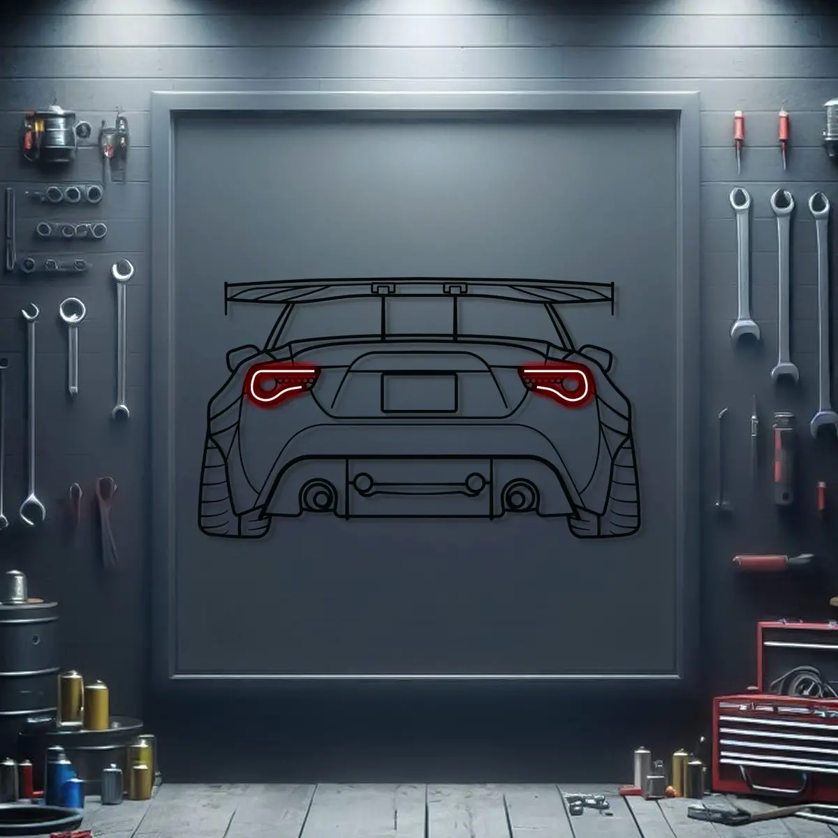 Gt86 Back View Metal Neon Car Wall Art - Mtn0193 1