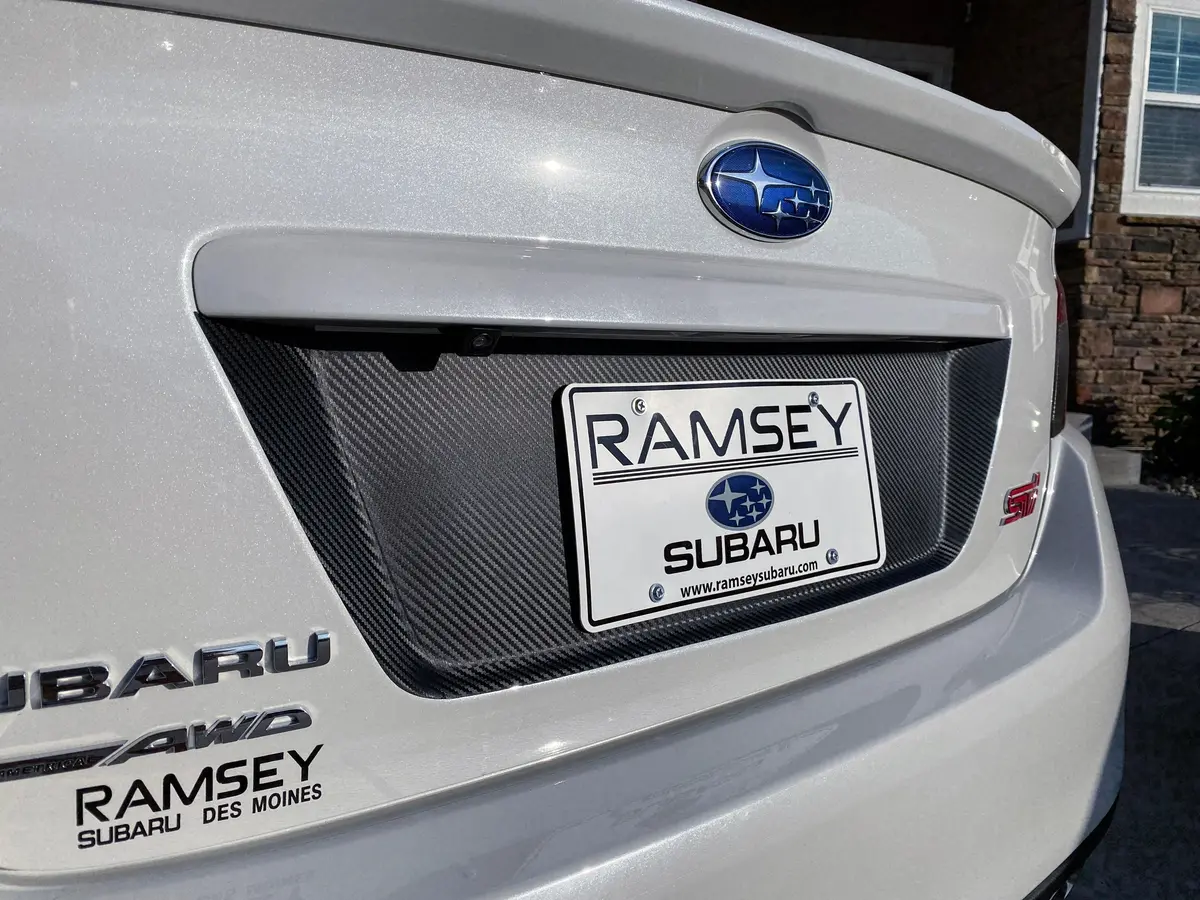 V1 3D Carbon License Plate Panel Black Out Overlays - 2015-2020 Subaru Wrx / Sti 2