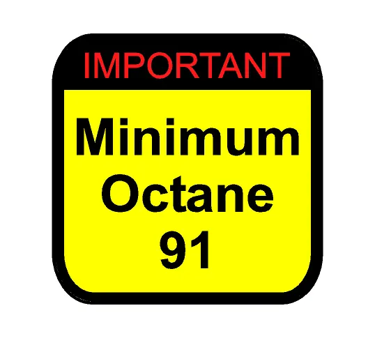 Warning Sticker Minimum Octane Rating (Pair) - Universal 1