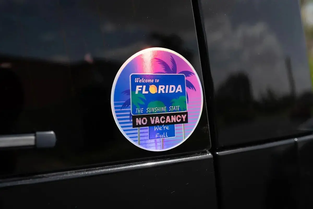 Welcome To Florida No Vacancy We're Full Sticker 3.5" 1