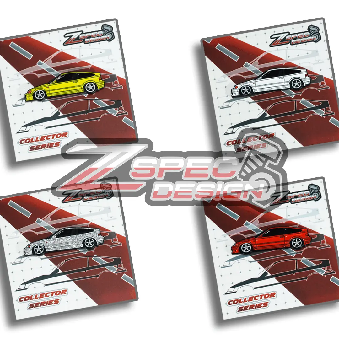 Honda Crx (Red/White/Yellow/Glitter-Silver) Collector Lapel/Hat Pin - Zspec Design 1