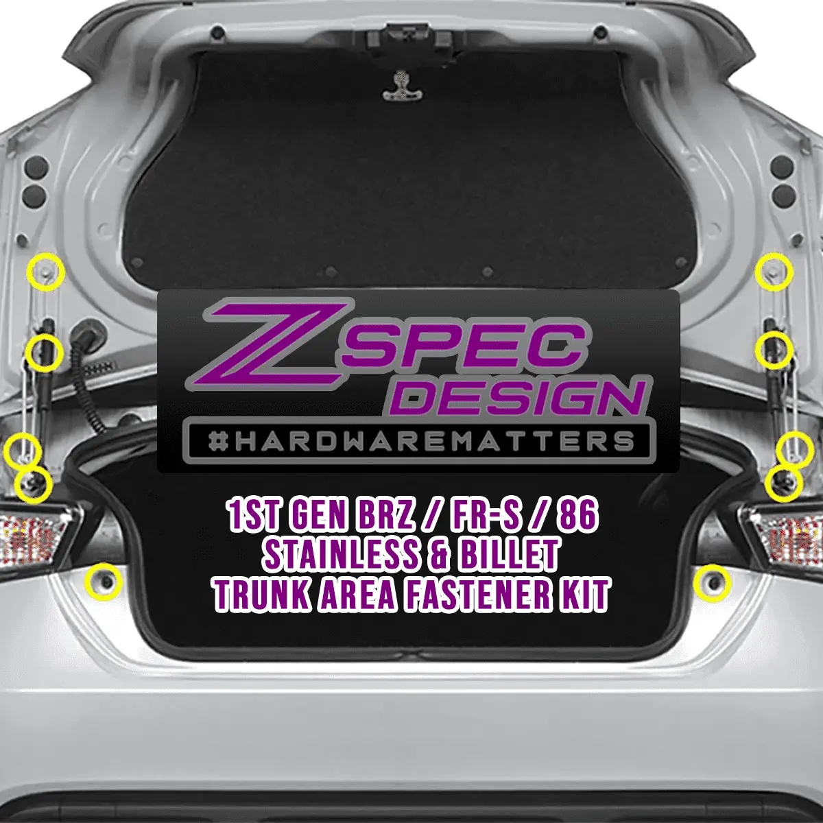 Zspec Trunk Dress Up Bolts® Kit For Scion Frs/Subaru Brz/Toyota 86 '13-21, Stainless & Billet 3