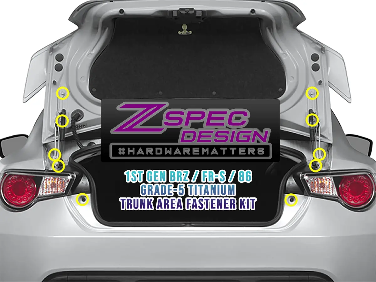 Zspec Trunk Dress Up Bolts® Kit For '13-21 Scion Frs, Subaru Brz, Toyota 86, Titanium 1