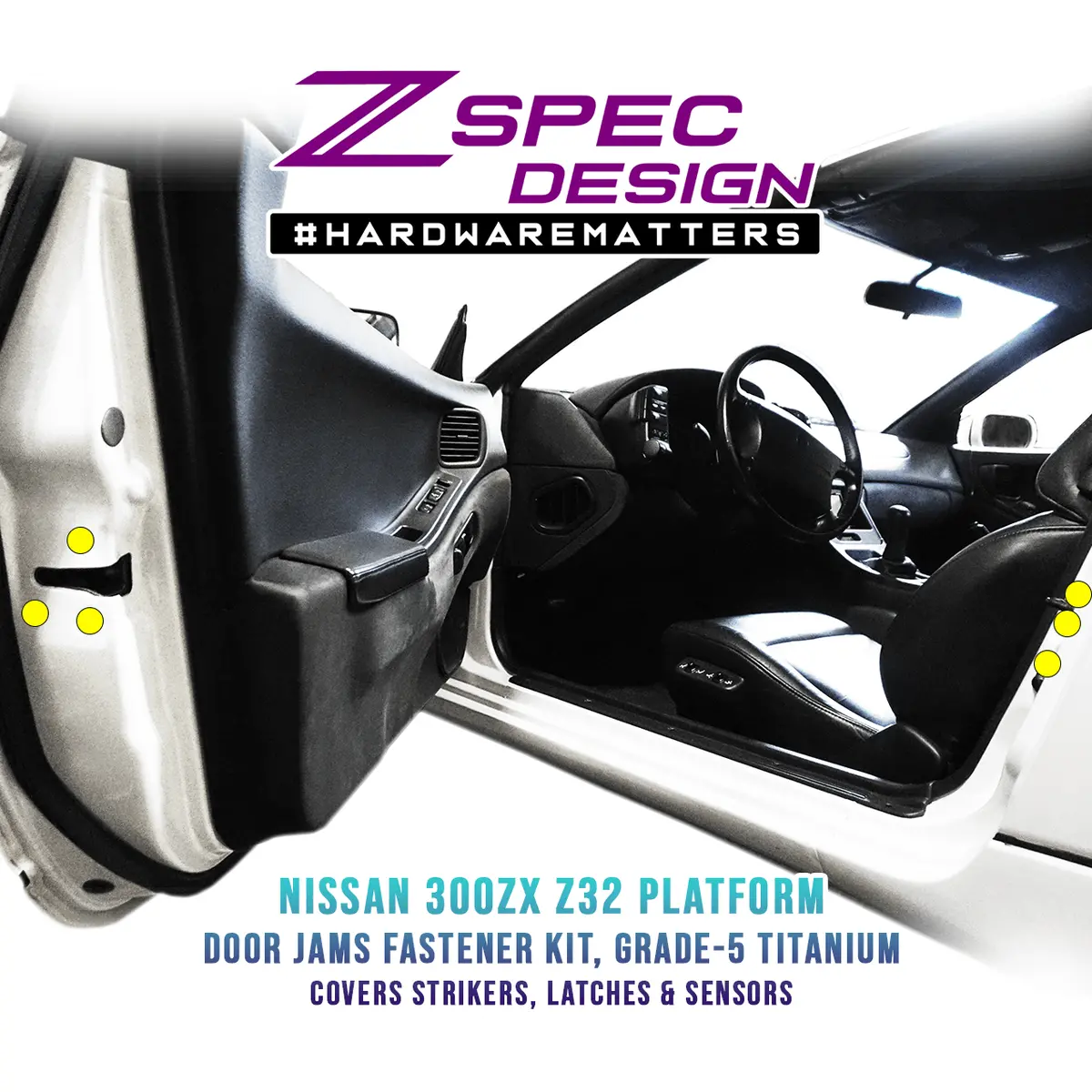 Zspec Dress Up Bolts® Fastener Kit, Door Jams Area For Nissan Z32 300Zx, Titanium 1