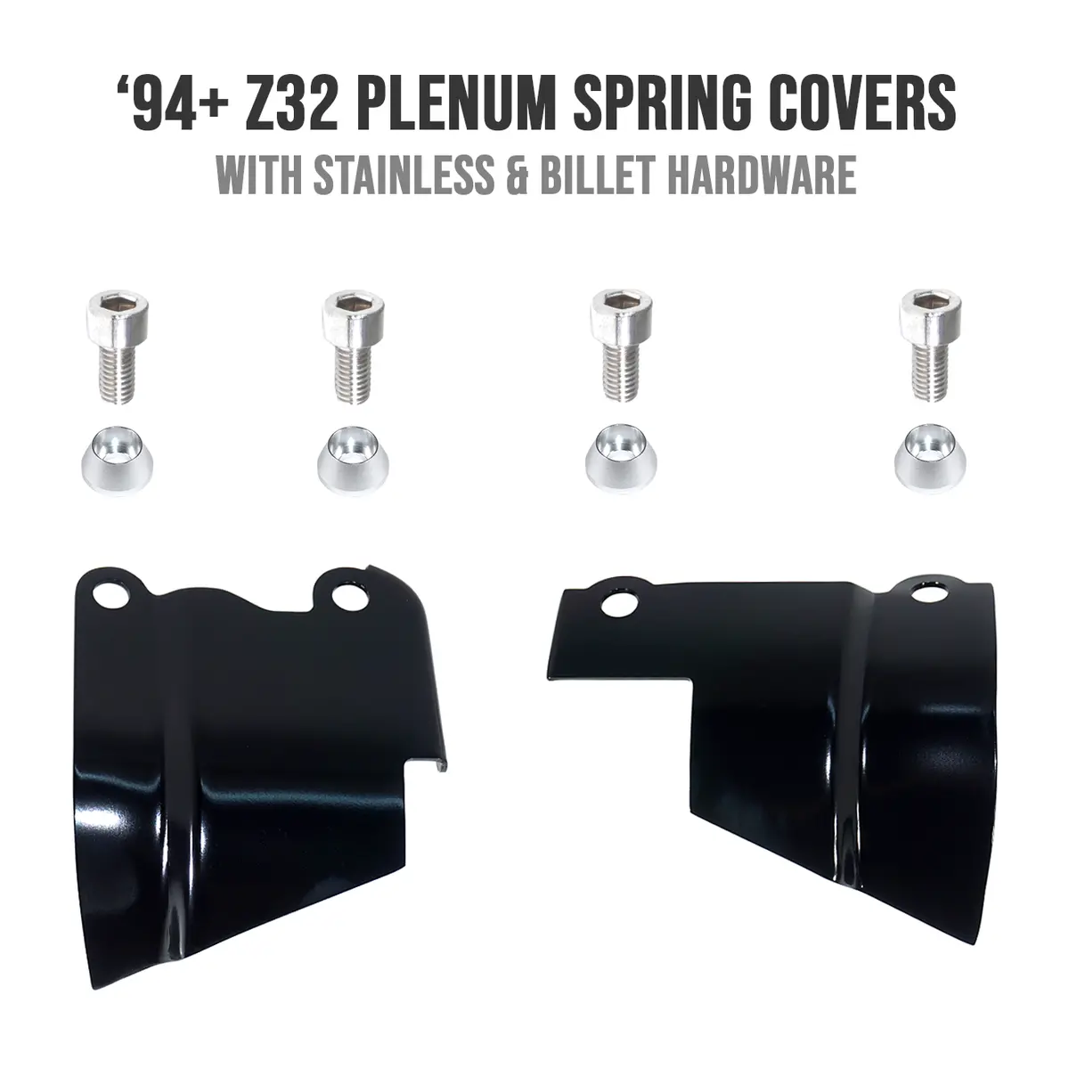 Zspec Black Throttle Spring Covers For '94-96 300Zx Z32 Plenums, Powdercoated Stainless 3