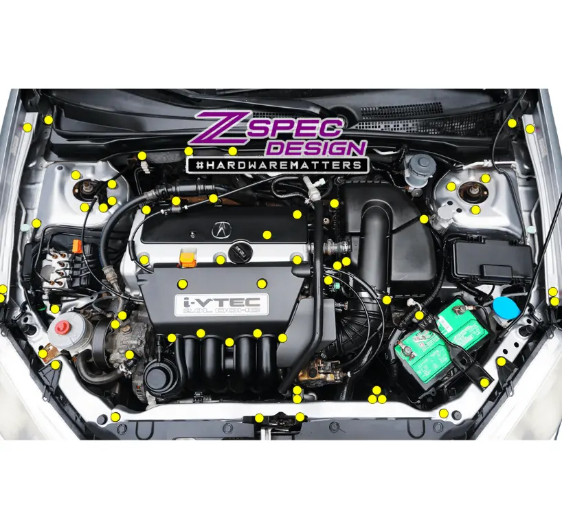 Zspec Stage-3 Dress Up Bolts® Fastener Kit For '01-07 Acura Rsx 2.0L, Stainless & Billet 1