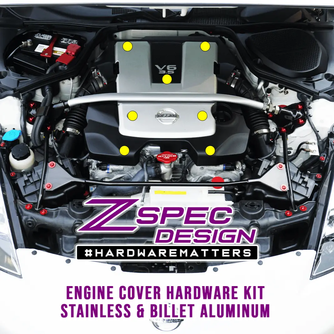 Zspec Engine Cover Fasteners For '03-09 Nissan 350Z De & Hr, Stainless & Billet 1
