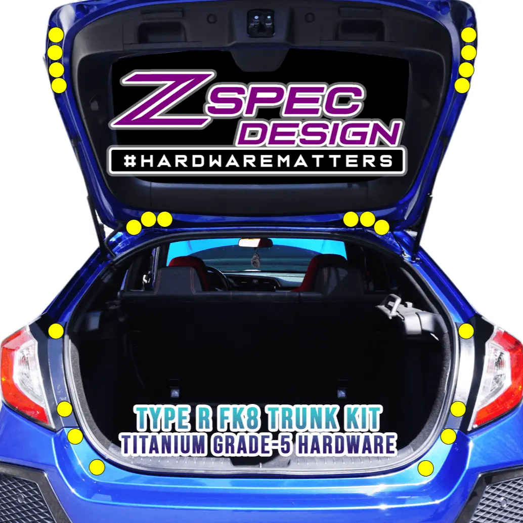 Zspec Dress Up Bolts® Trunk Fastener Kit For The Civic Fk8 Type R, Titanium 1