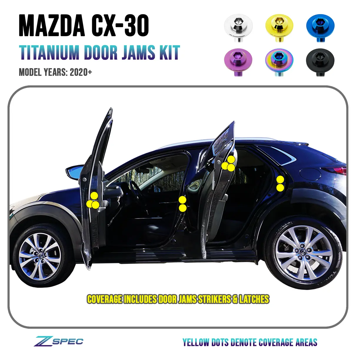 Zspec Door Jams Fastener Kit For The '20-24 Mazda Cx-30, Titanium 1