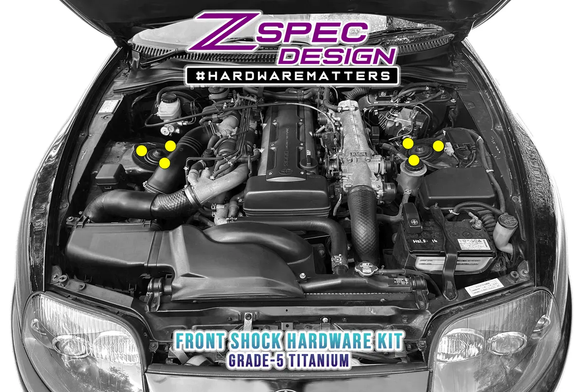 Zspec Front Shocks Fastener Kit For '93-02 Toyota Supra Mkiv, Titanium 1
