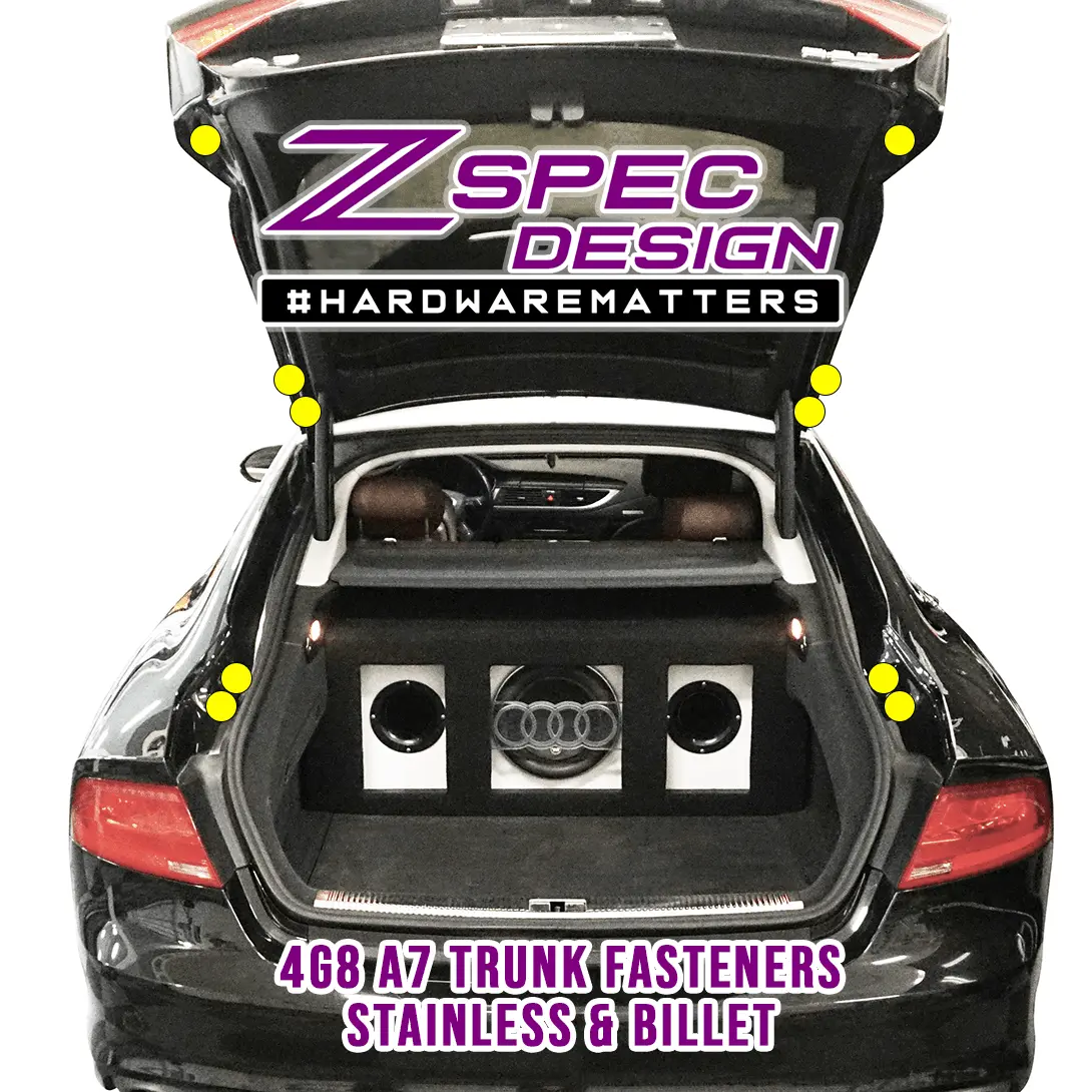 Zspec Dress Up Bolts® Trunk Fastener Kit For '12-18 Audi A7 4G8 3.0L, Stainless & Billet 1