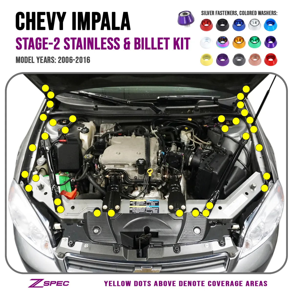 Zspec Stage-2 Dress Up Bolts® Fastener Kit For '14-18 Bmw 340I F34 3.0T, Stainless & Billet 1