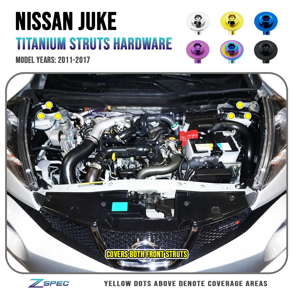 Zspec Front Struts Fastener Kit For Nissan Juke, Titanium 1