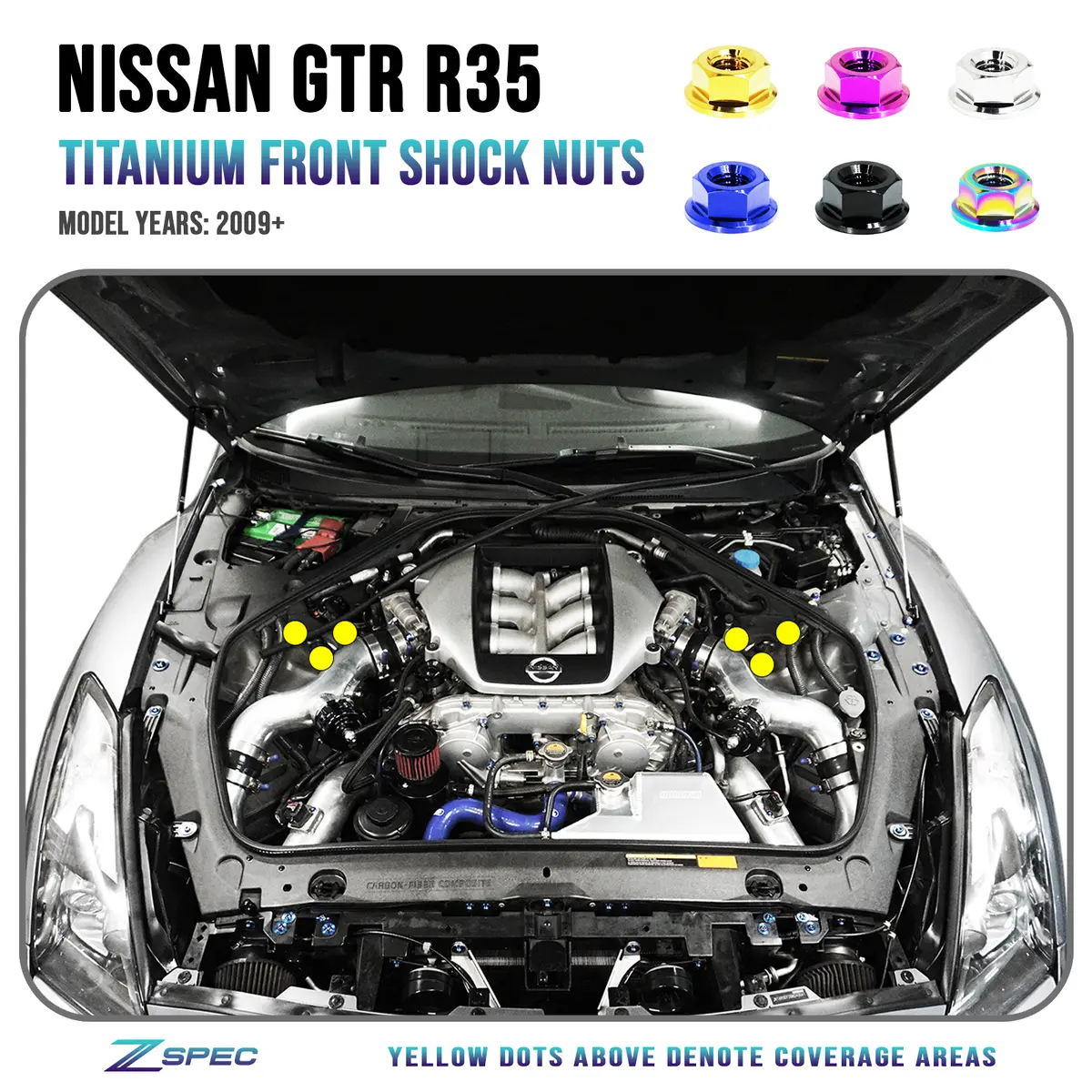 Front Shock Tower Nuts Fits Nissan Skyline Gt-R/Gtr R35, Titanium Gr5 1