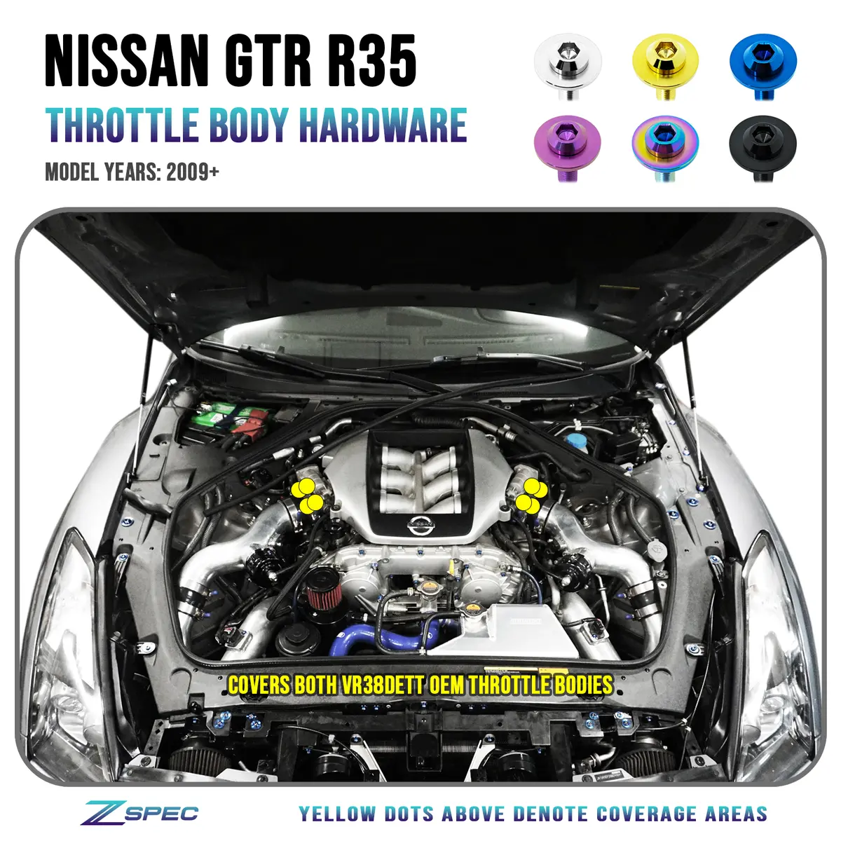 Zspec Throttle Bodies Fastener Kit For Nissan Skyline Gt-R/Gtr R35, Grade-5 Titanium 1