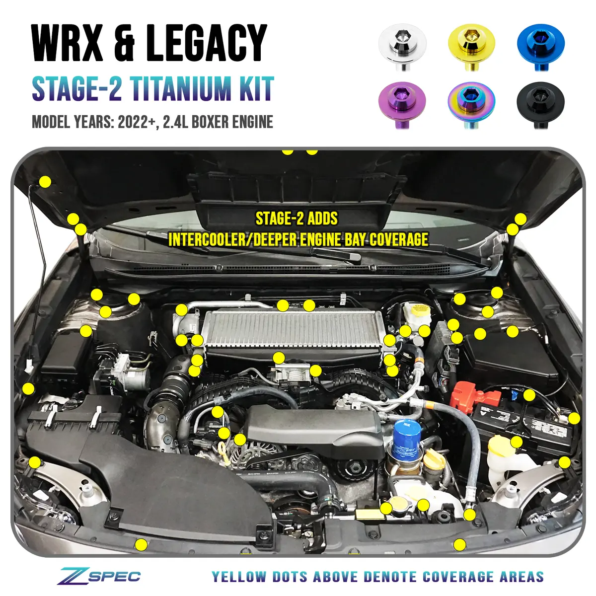 Zspec Stage-2 Fastener Kit For '22+ Subaru Wrx & Legacy, Titanium 1