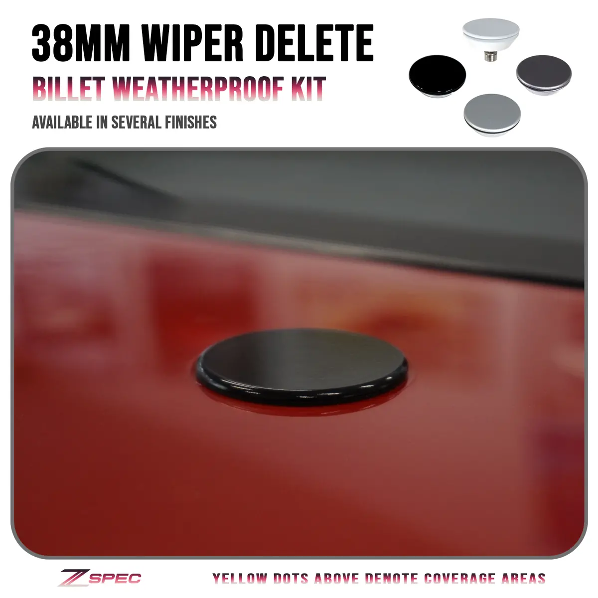 Zspec Rear Wiper Delete/Hole-Cap, 38Mm Billet, Weatherproof, Fits Holes 16Mm-30Mm 1