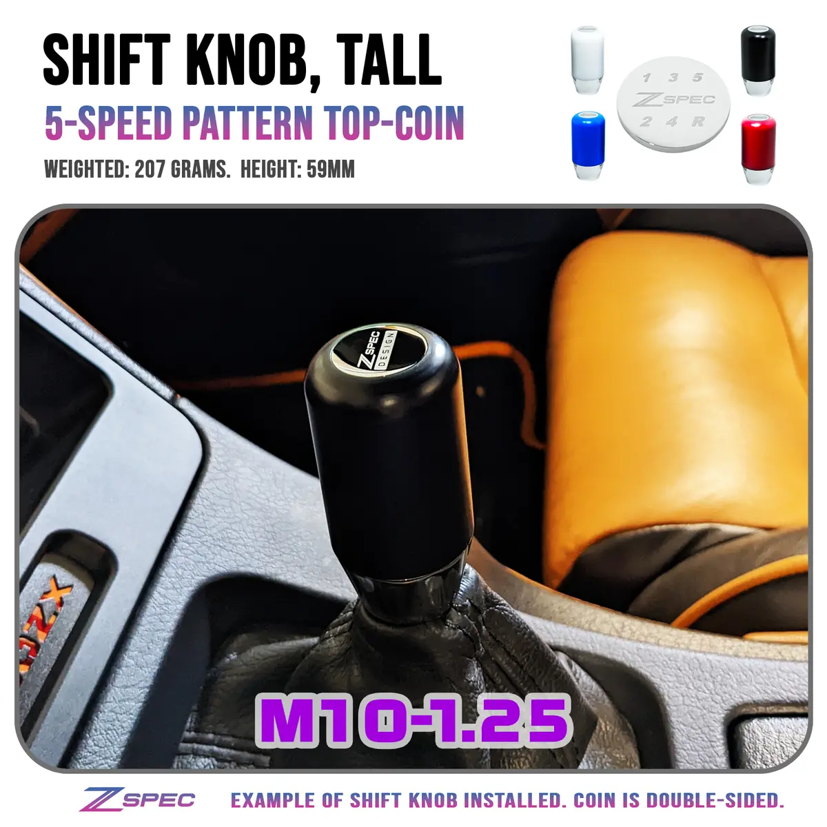 Zspec Shift Knob, M10-1.25, Delrin & Stainless, 5-Speed, Fits 300Zx/240Sx/3000Gt/R32/R33/R34 1