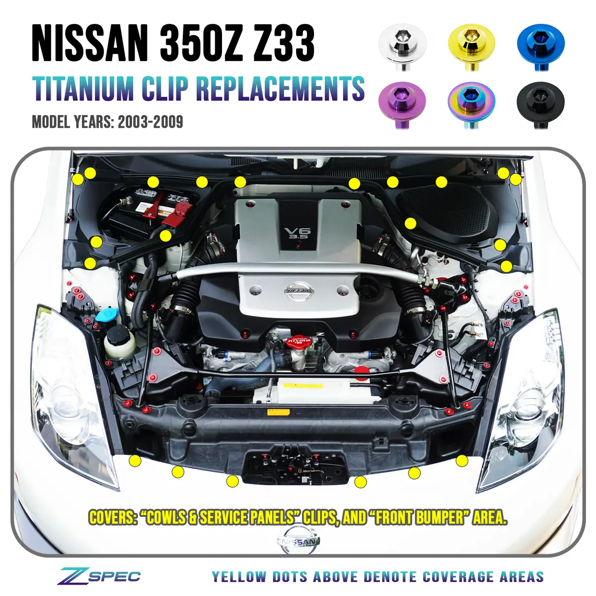 Zspec Titanium Clips Replacements For '03-09 Nissan 350Z Z33 1