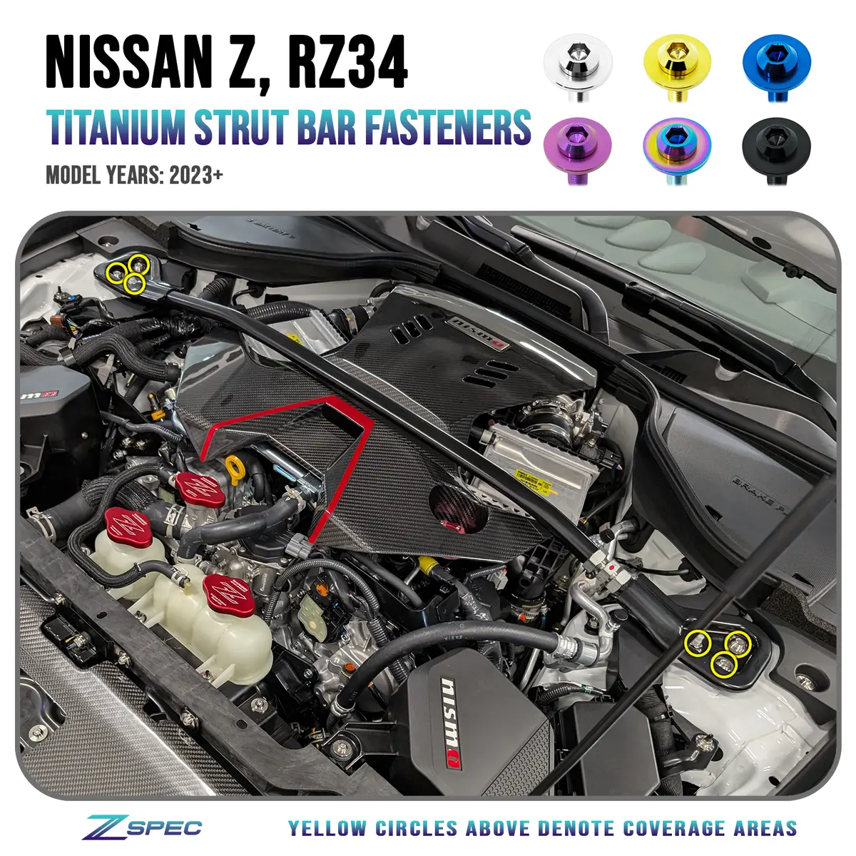 Zspec Strut Tower Brace/Bar Fastener Kit For '23+ Nissan Z Rz34, Titanium 1
