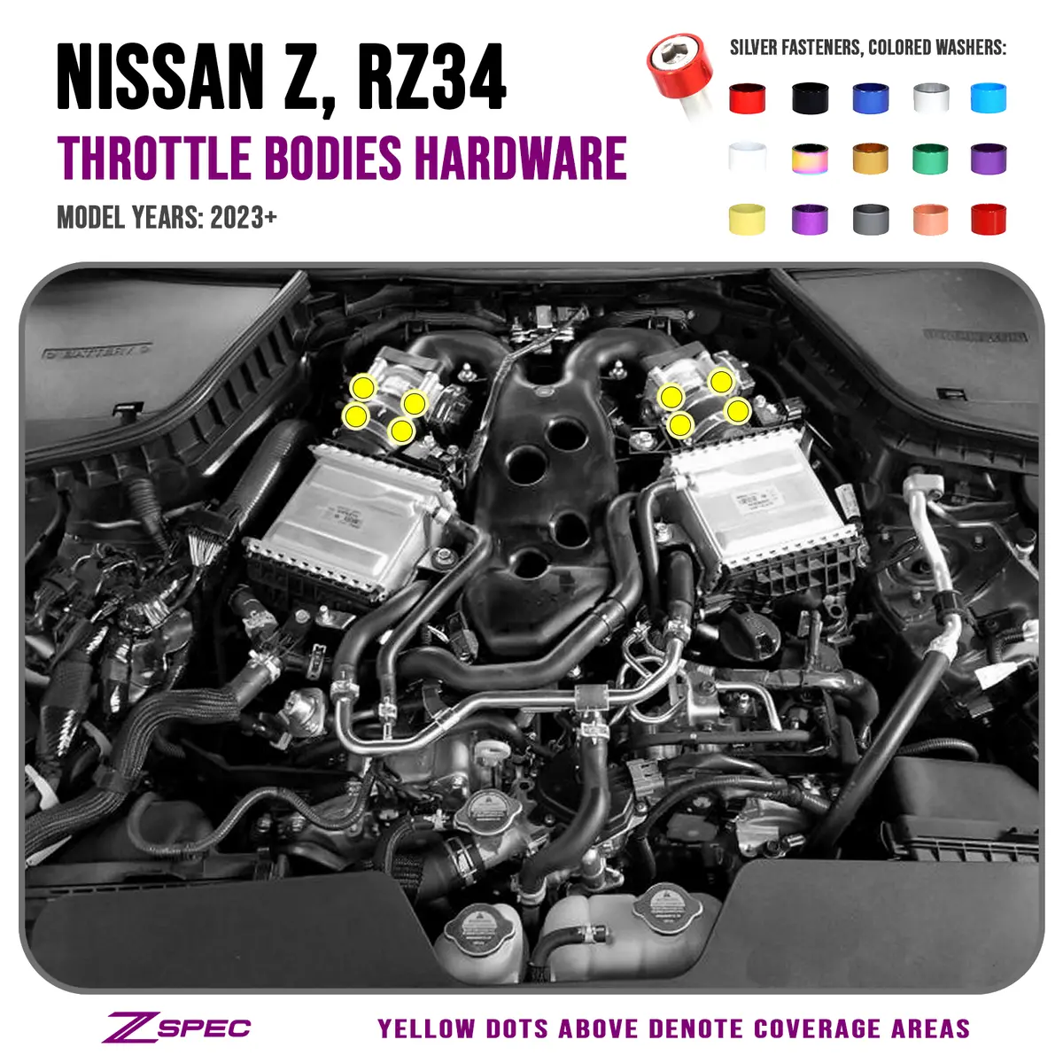 Zspec Throttle Bodies Fastener Kit For '23+ Nissan Z Rz34, Stainless & Billet 1