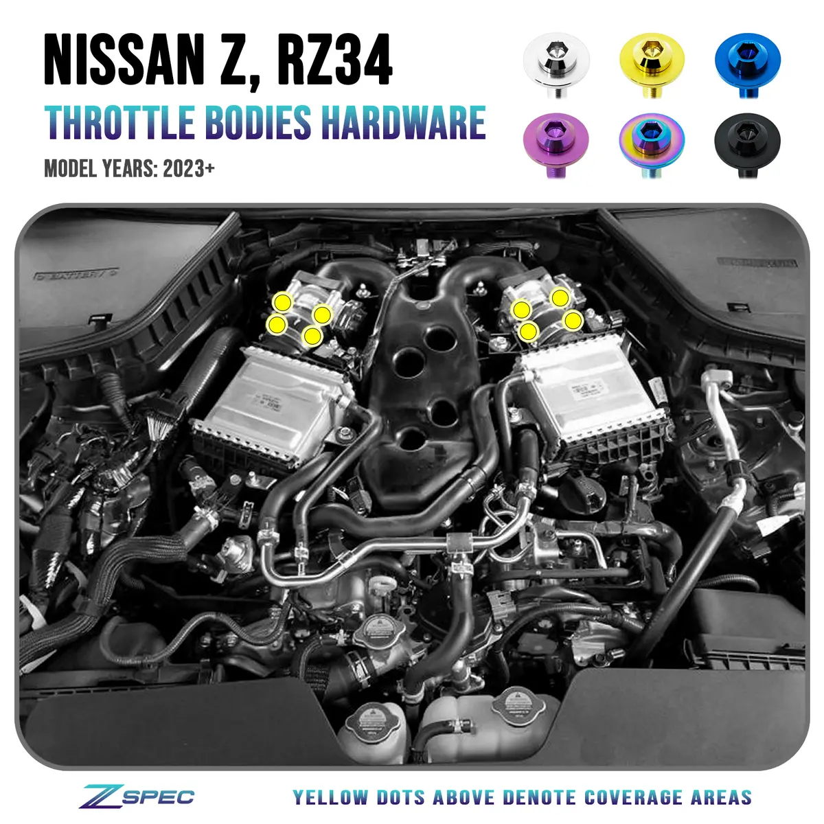 Zspec Throttle Bodies Fastener Kit For '23+ Nissan Z Rz34, Grade-5 Titanium 1