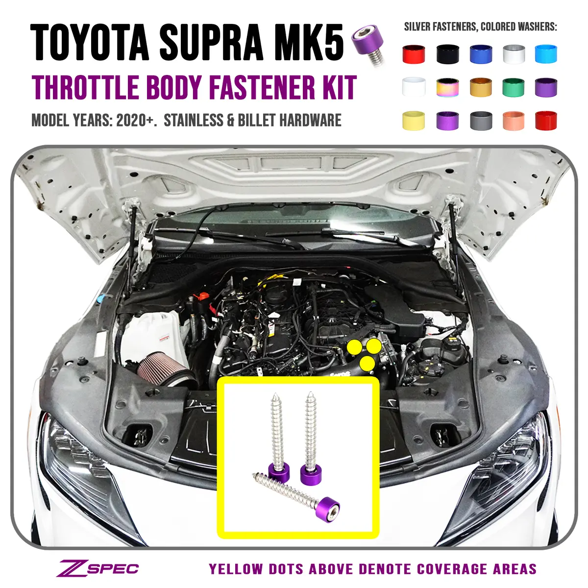 Zspec Throttle Body Fasteners For '20+ Toyota Supra Mkv Gr A90, Stainless & Billet 1