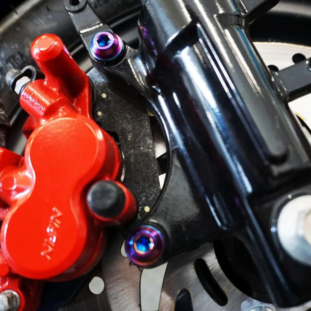 Zspec "Front Brake Caliper Bracket" Fastener Kit For The Honda Grom, Grade-5 Titanium 1