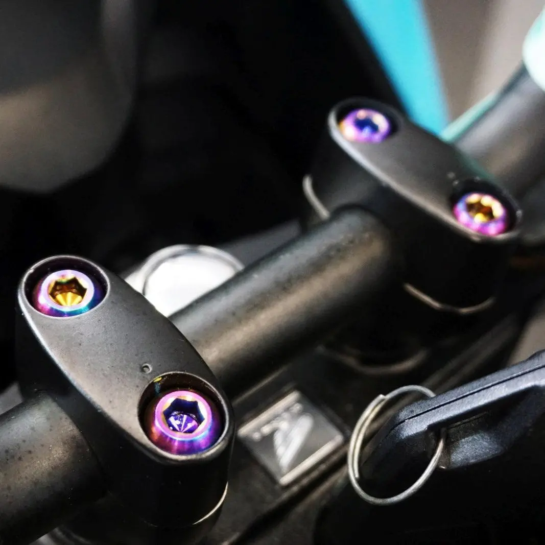 Zspec "Handle Bar Clamps" Fastener Kit For The Honda Grom, Grade-5 Titanium 1