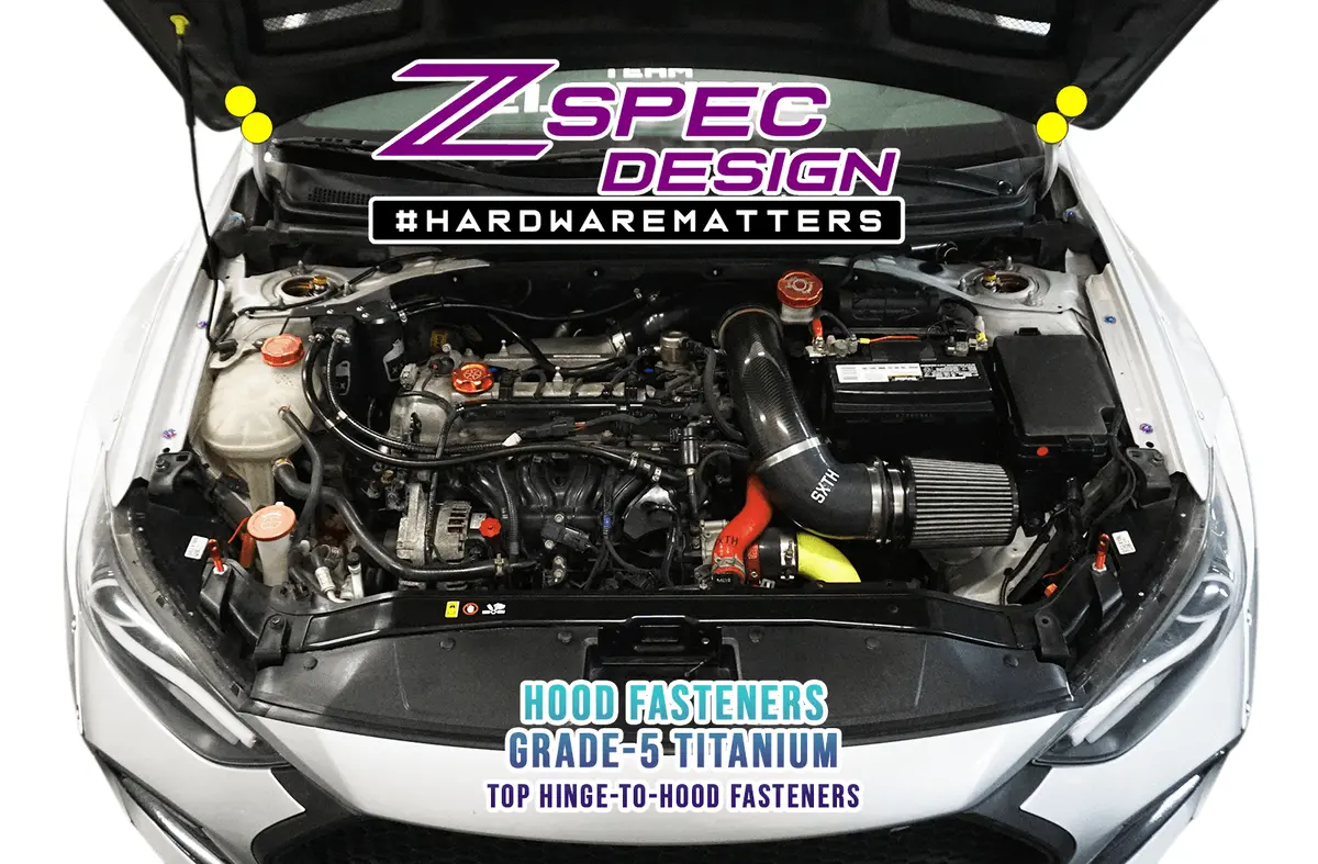 Zspec Hood Dress Up Bolts® Fastener Kit For '17+ Hyundai Elantra, Titanium 1