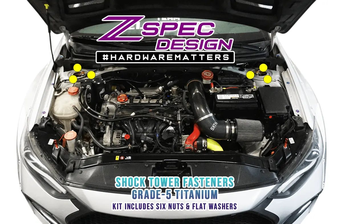 Zspec Shock Towers Dress Up Bolts® Fastener Kit For '17+ Hyundai Elantra, Titanium 1