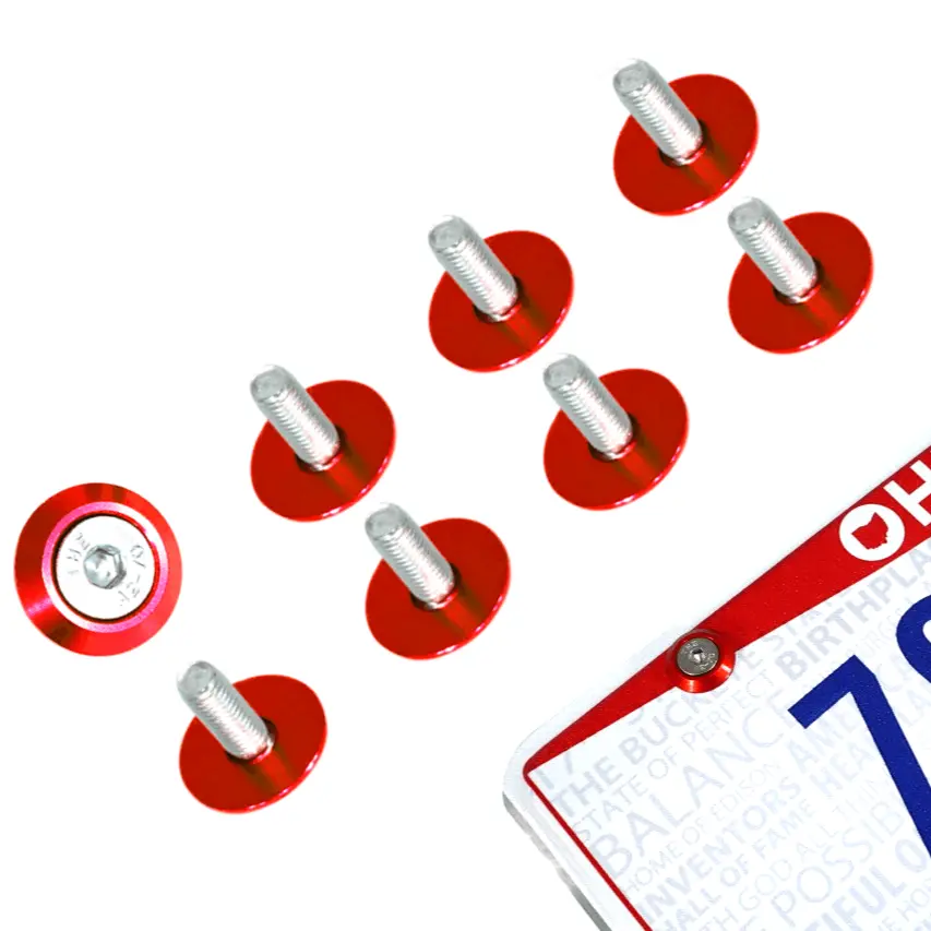 Zspec License Plate Bolts, Fender-Style, M6-1.0 Stainless & Billet Washers, 8-Pack 1