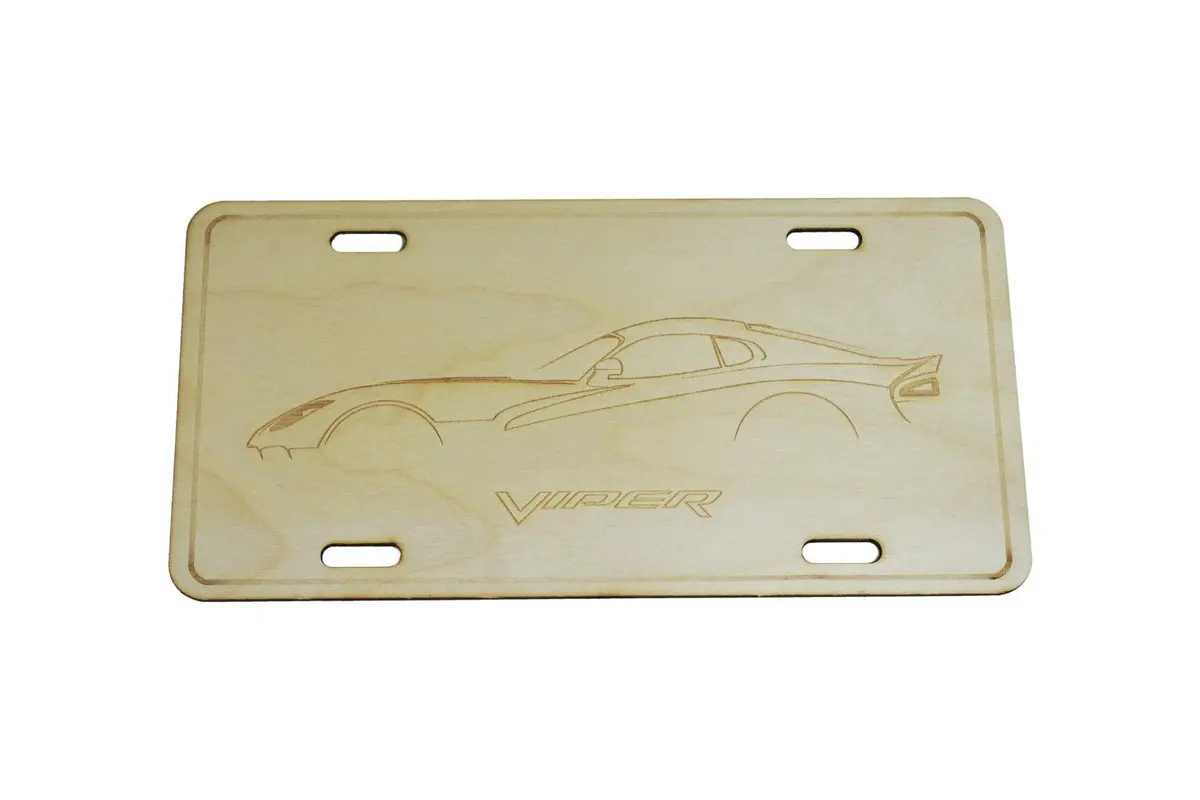 Zspec Dodge Viper Srt Silhouette License Plate, Birch, Ornamental 1