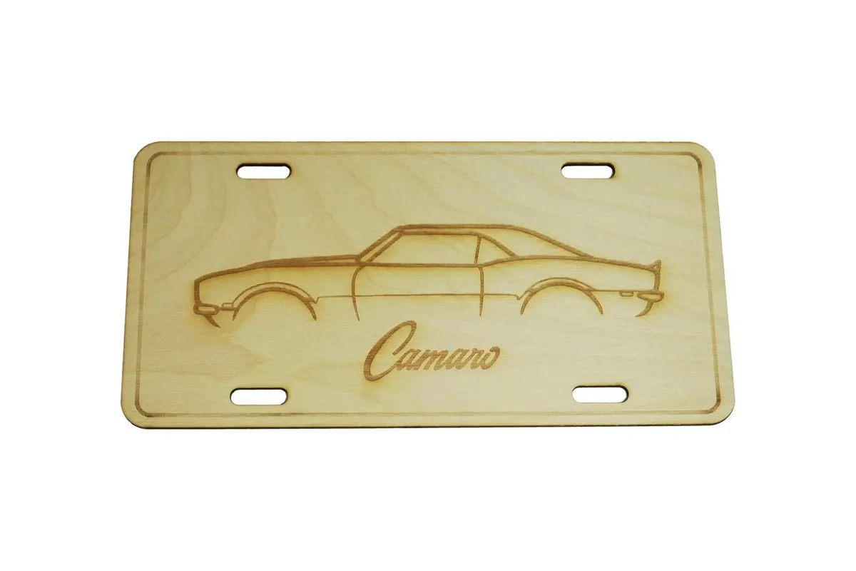 Zspec Classic Chevy Camaro Ss Silhouette License Plate, Birch, Ornamental 1