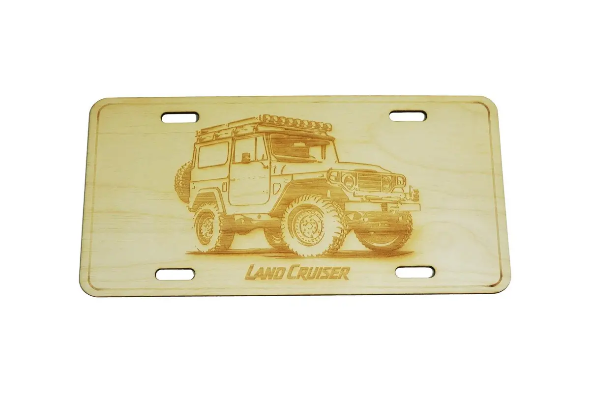Zspec Early Toyota Landcruiser 4X4 License Plate, Birch, Ornamental 1
