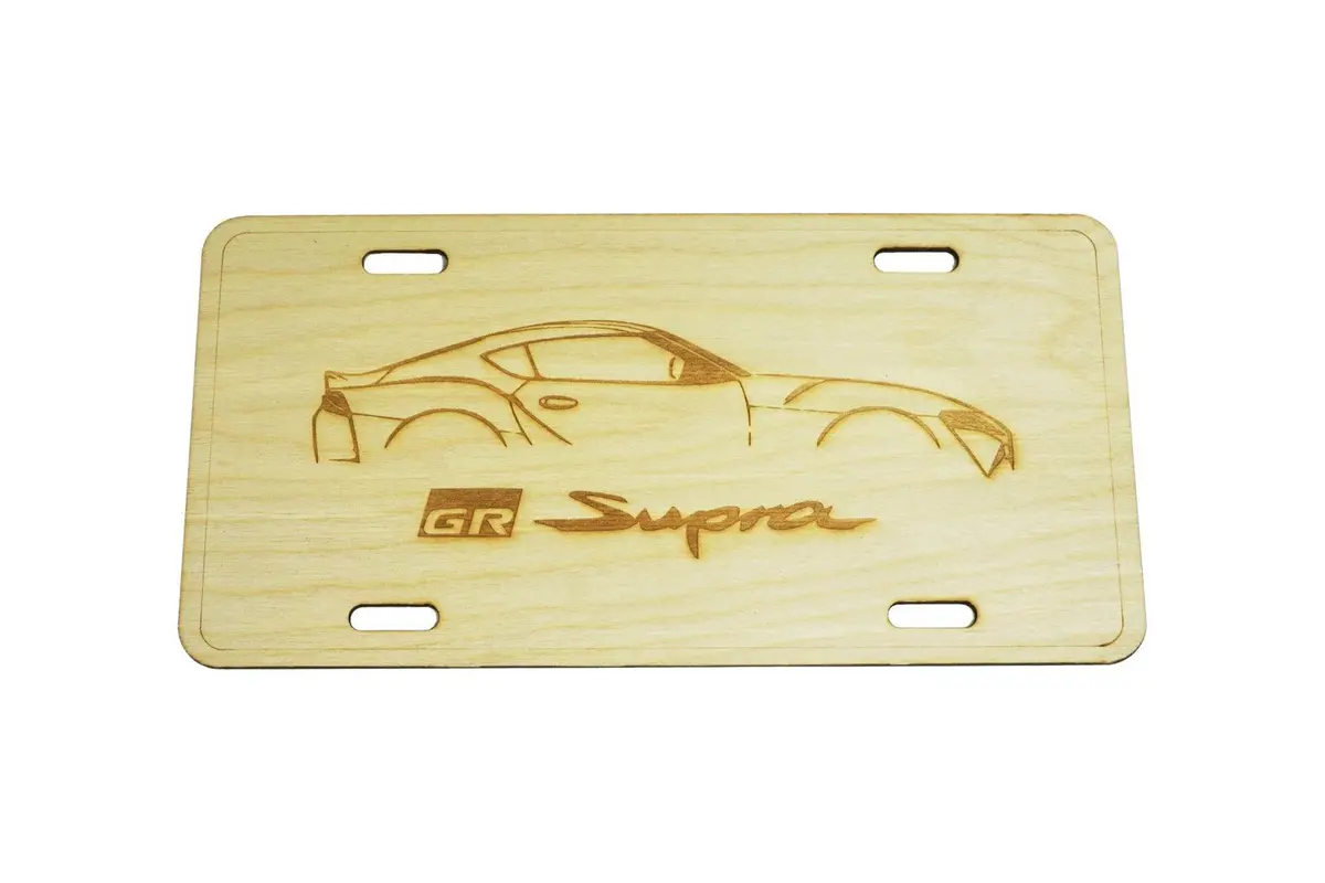 Zspec Toyota Supra Silhouette License Plate, Birch, Ornamental 1