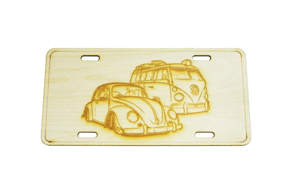 Zspec Classic Vws (Beetle & Van) License Plate, Birch, Ornamental 1