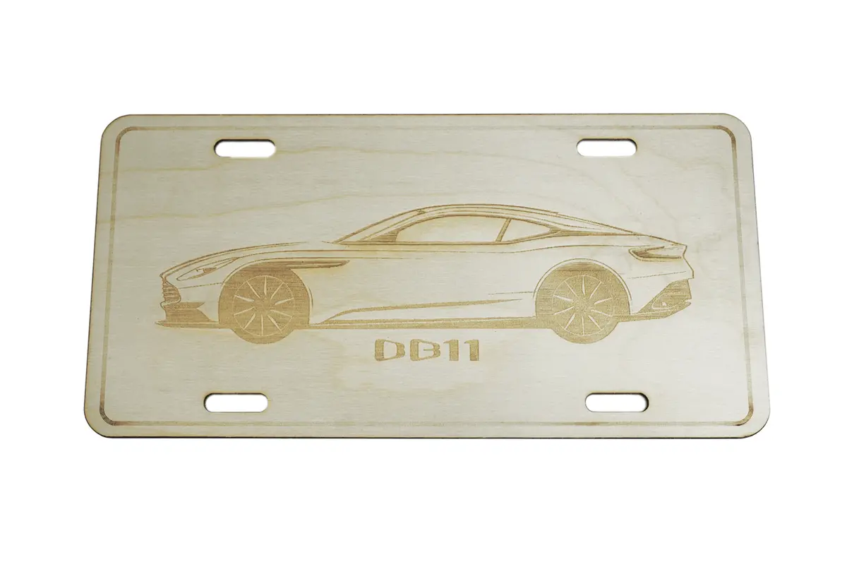 Zspec Aston Martin Db11 License Plate, Birch, Ornament For Office, Garage Or Man-Cave 1