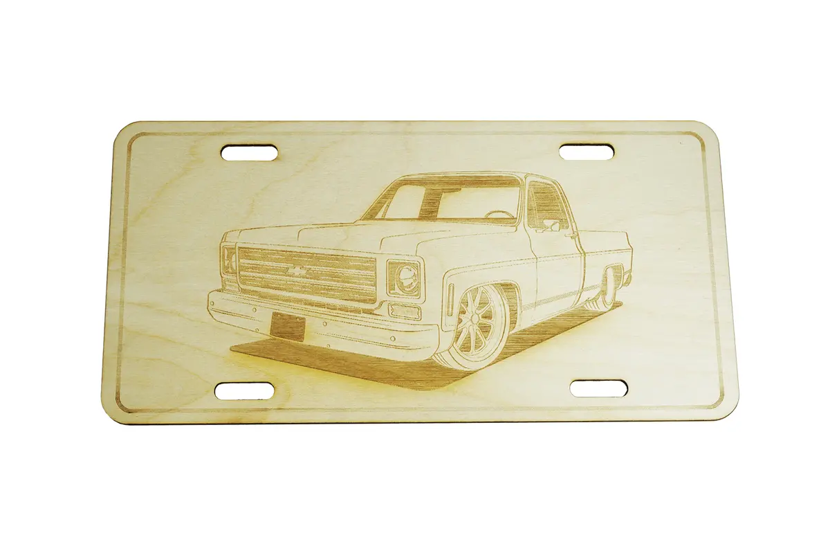 Zspec Chevy C10 Pickup Truck License Plate, Birch, Ornament For Office, Garage Or Man-Cave 1